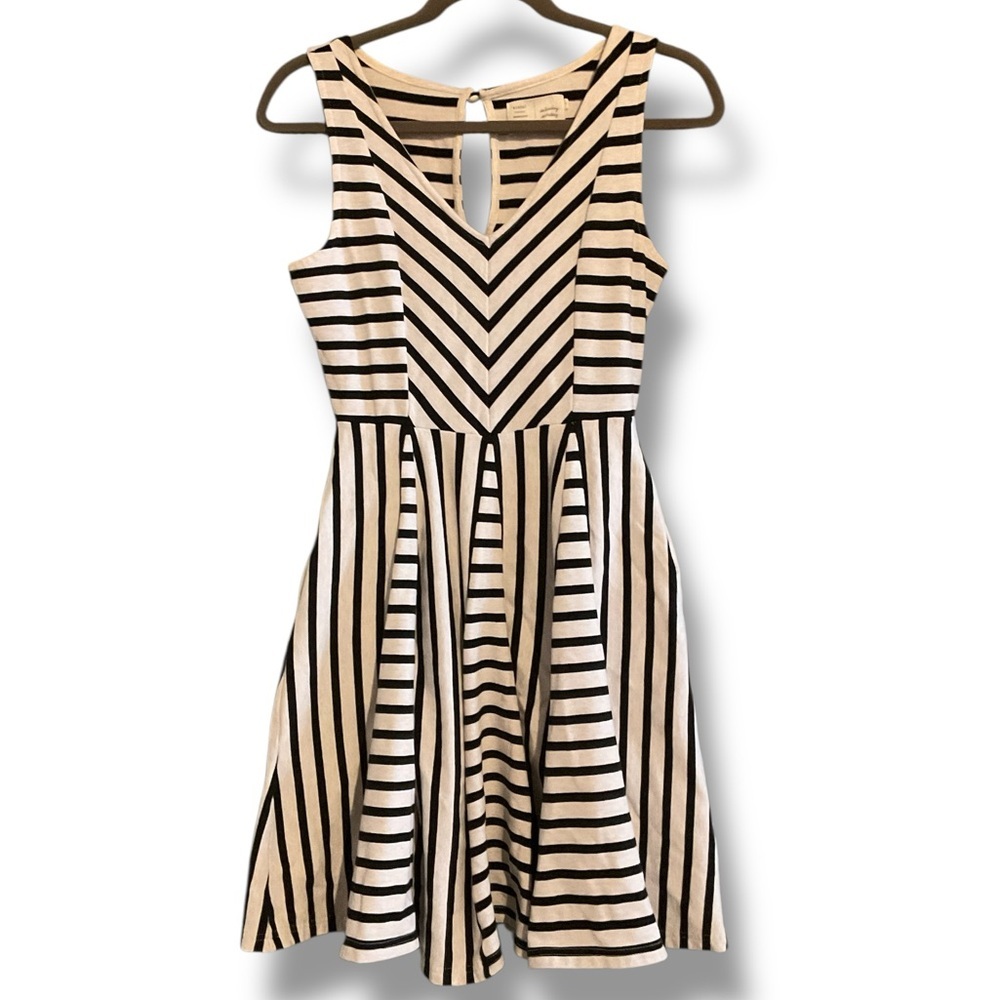 Saturday Sunday Heather Grey & Black Stripe French Terry Fit & Flare Mini Dress